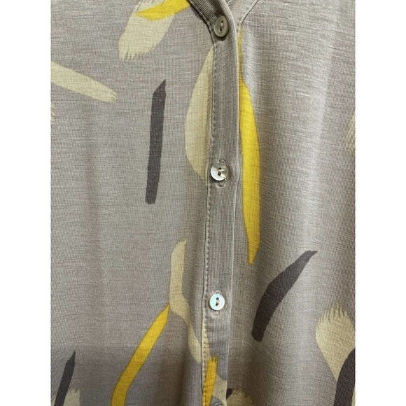 LOGO by Lori Goldstein Button Front Cardigan Pockets Size L Taupe 80's Graphic - Picture 3 of 12